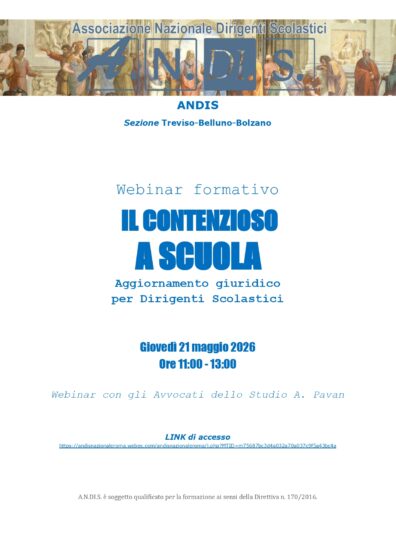 Il contenzioso a scuola- Aggiornamento giuridico per Dirigenti Scolastici<br> 21 Maggio 2026