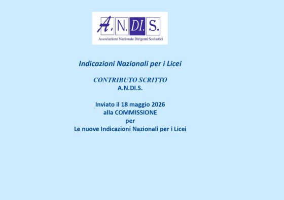 Indicazioni Nazionali per i Licei – Contributo scritto ANDIS