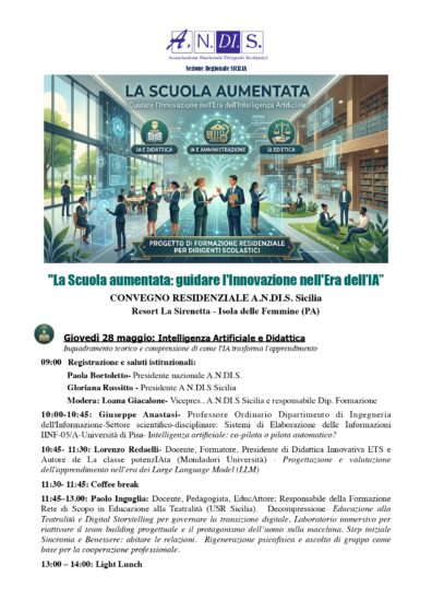 28 e 29  Maggio 2026 – La Scuola aumentata: guidare l’Innovazione nell’Era dell’IA<br> 28 e 29 Maggio 2026